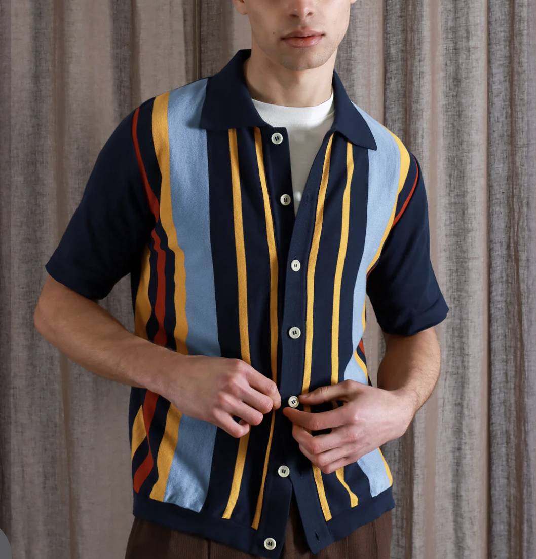 Velzy Cardigan - Navy / Multi Margate Stripe