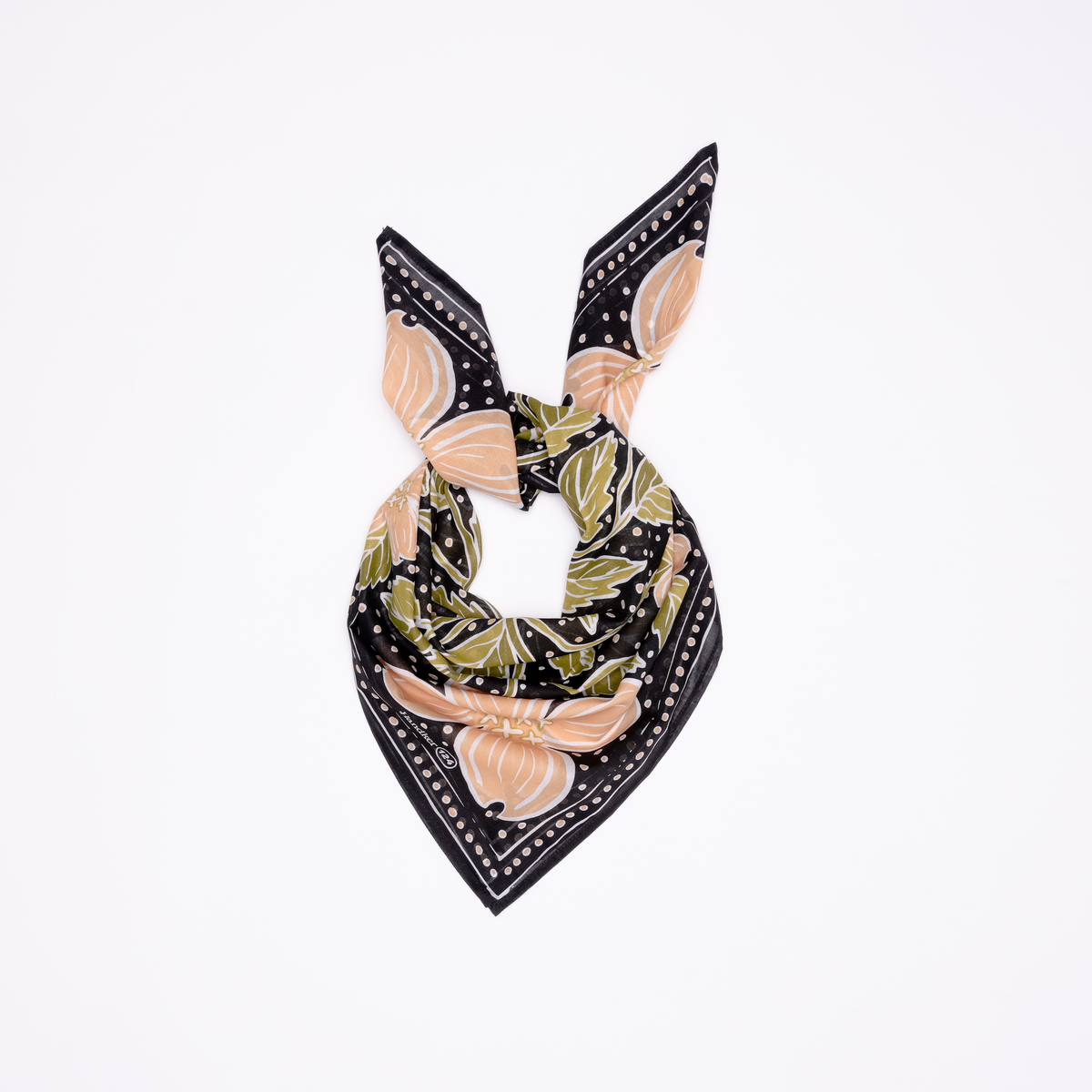 Neckscarf with floral pattern on a white background