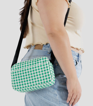 Camera Crossbody - Green Gingham