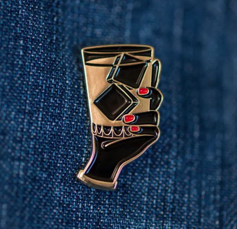 Woman with Whiskey Pin