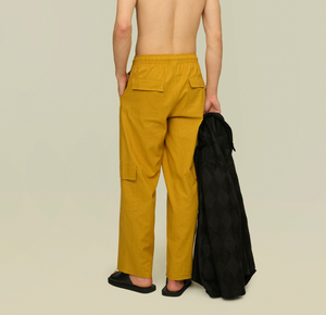 Cargo Linen Pants - Mustard