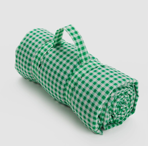 Puffy Picnic Blanket - Green Gingham