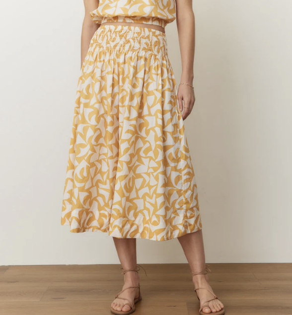 Bea Poplin Midi Skirt - Marigold Geo
