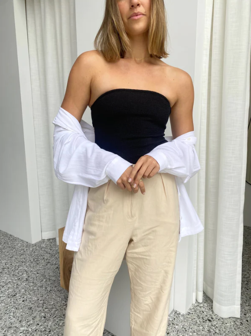 Wave Break Strapless One Piece - Black