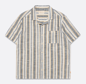 Selleck Shirt - Navy Slub Stripe