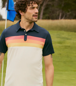 Re-Spun Sport Polo - Navy Warm Stripe