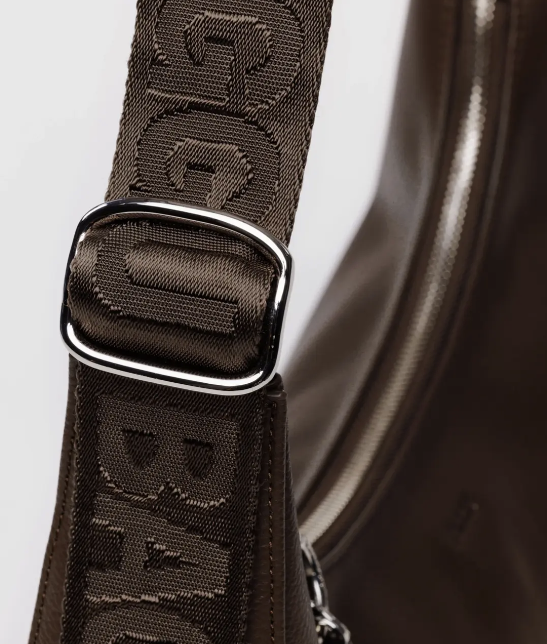 Medium Recycled Leather Crescent Bag - Brown