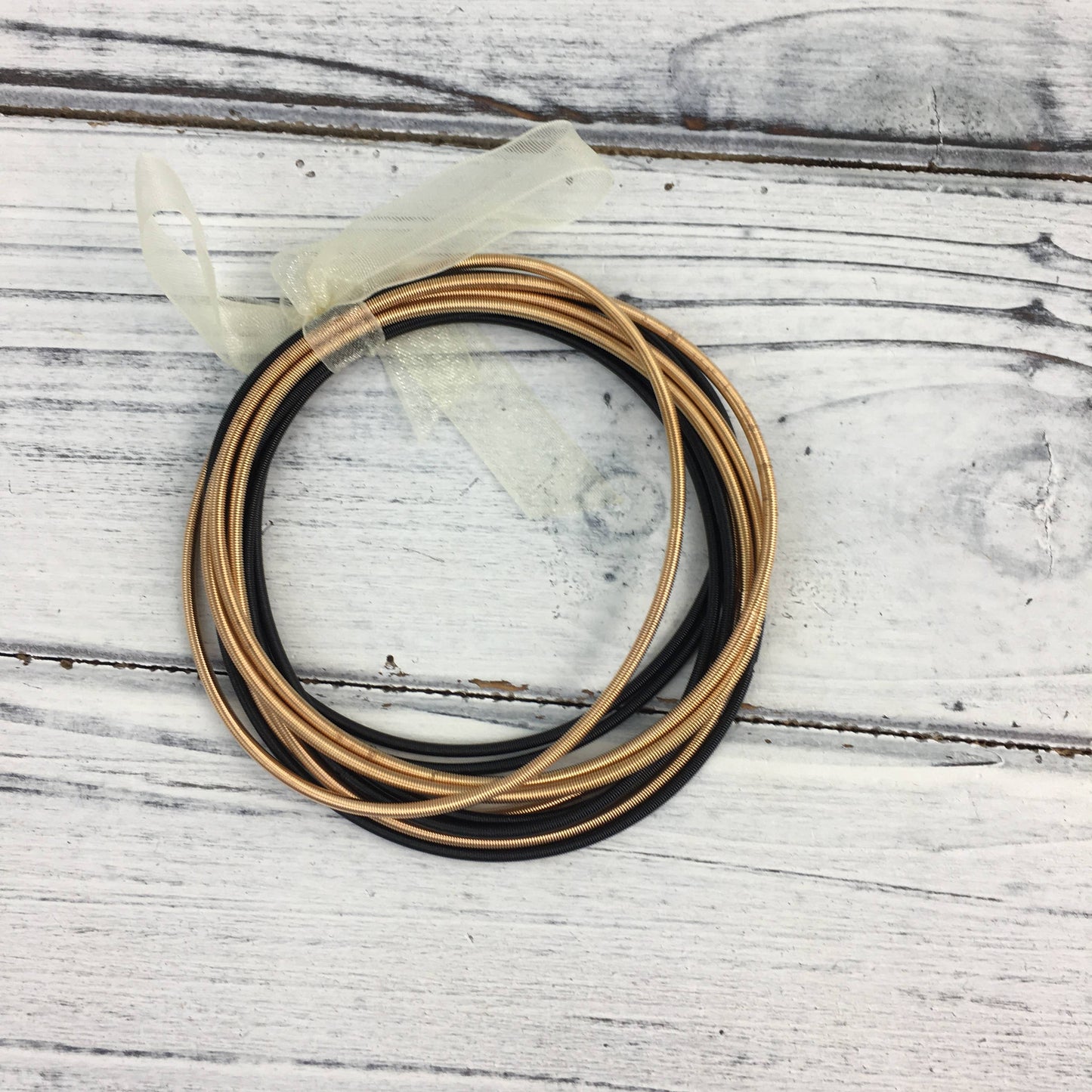 Guitar String Bracelet-Black and gold