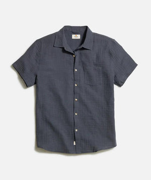 S/S Crinkle Double Cloth Shirt - India Ink