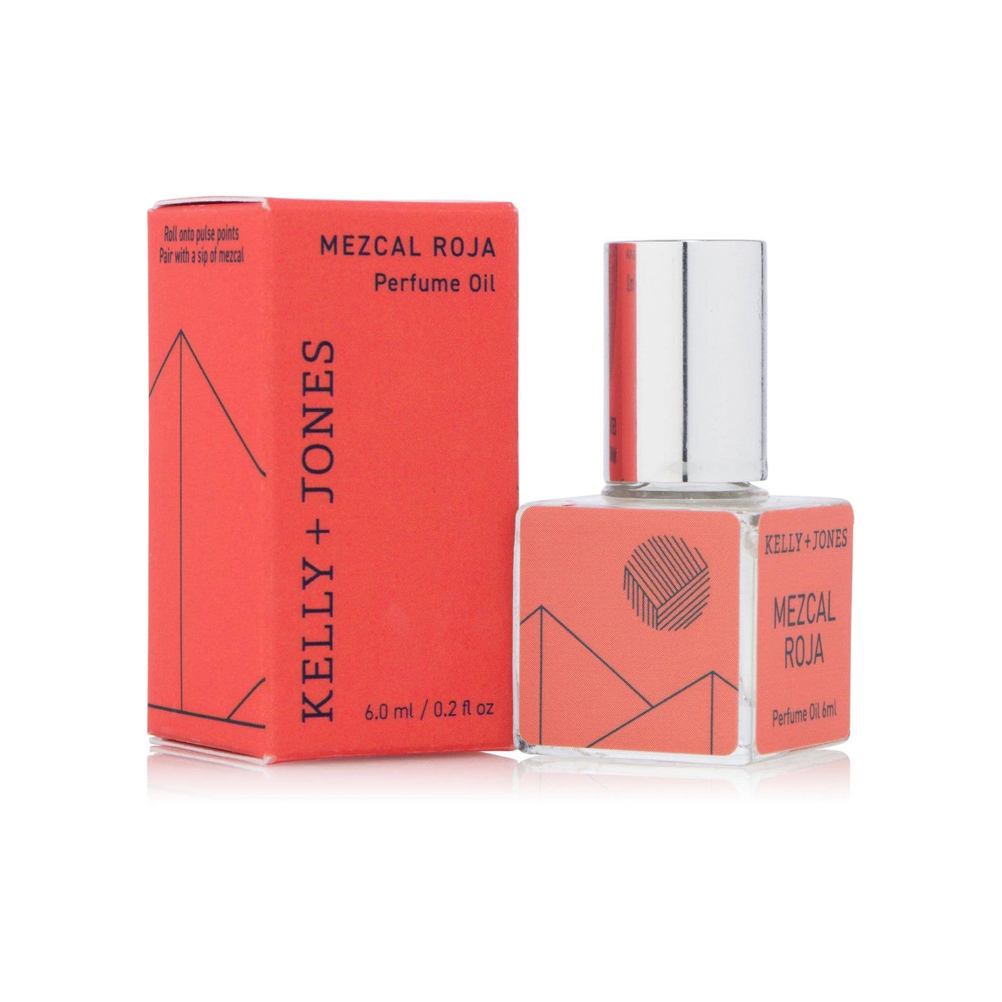 Kelly + Jones Mezcal Roja perfume oil bottle and packaging on a white background