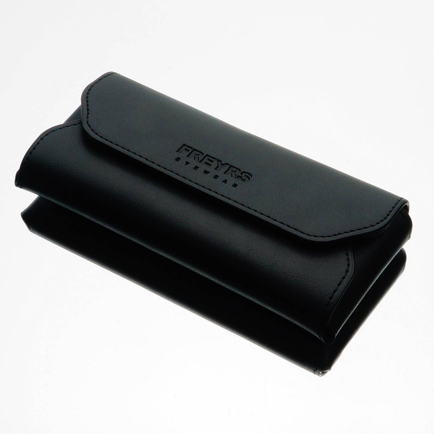 Black leather wallet with 'FREYRS' branding on a white background