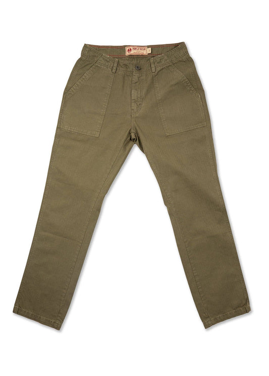 Olive green pants on a white background