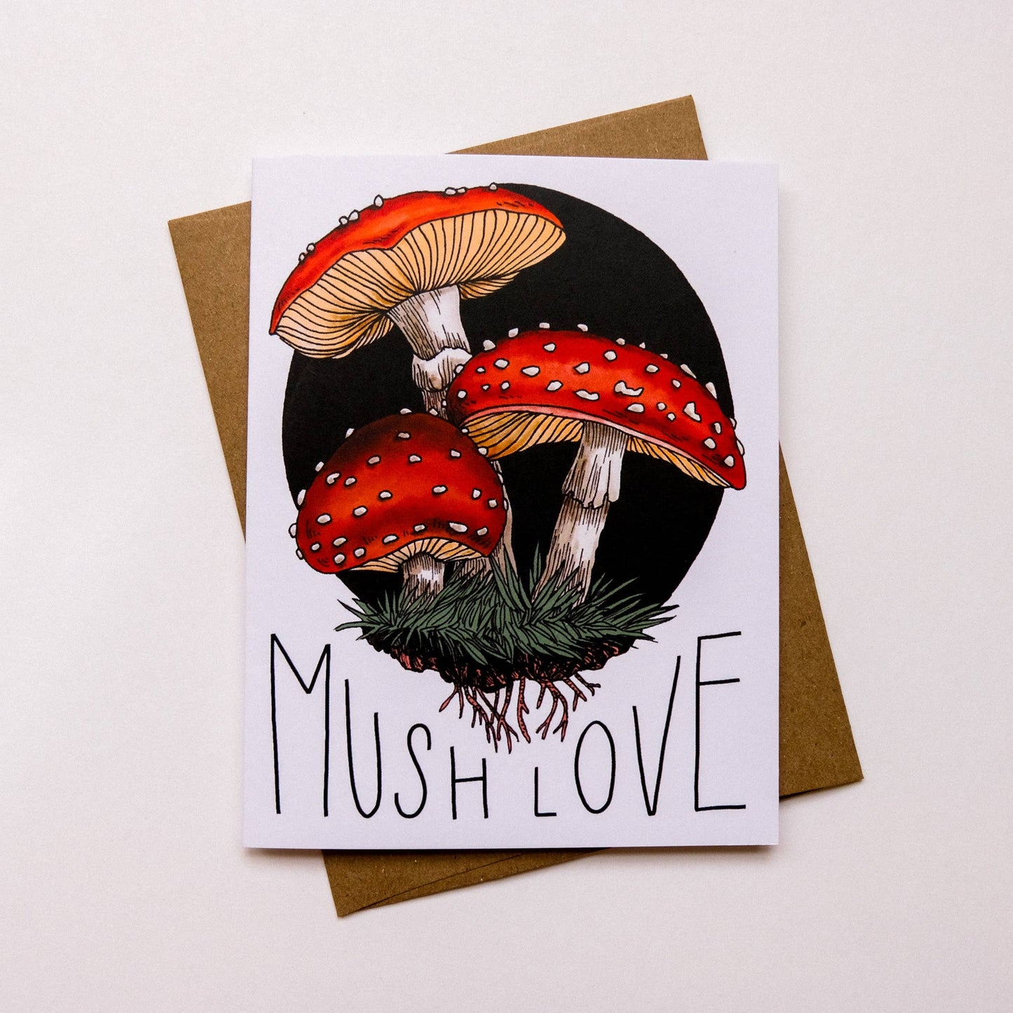 toadstool birthday card against white background