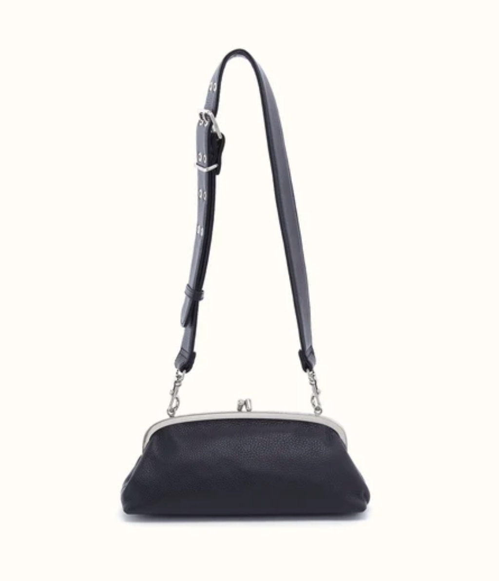Black Alba Frame Small Shoulder - Pebbled Leather