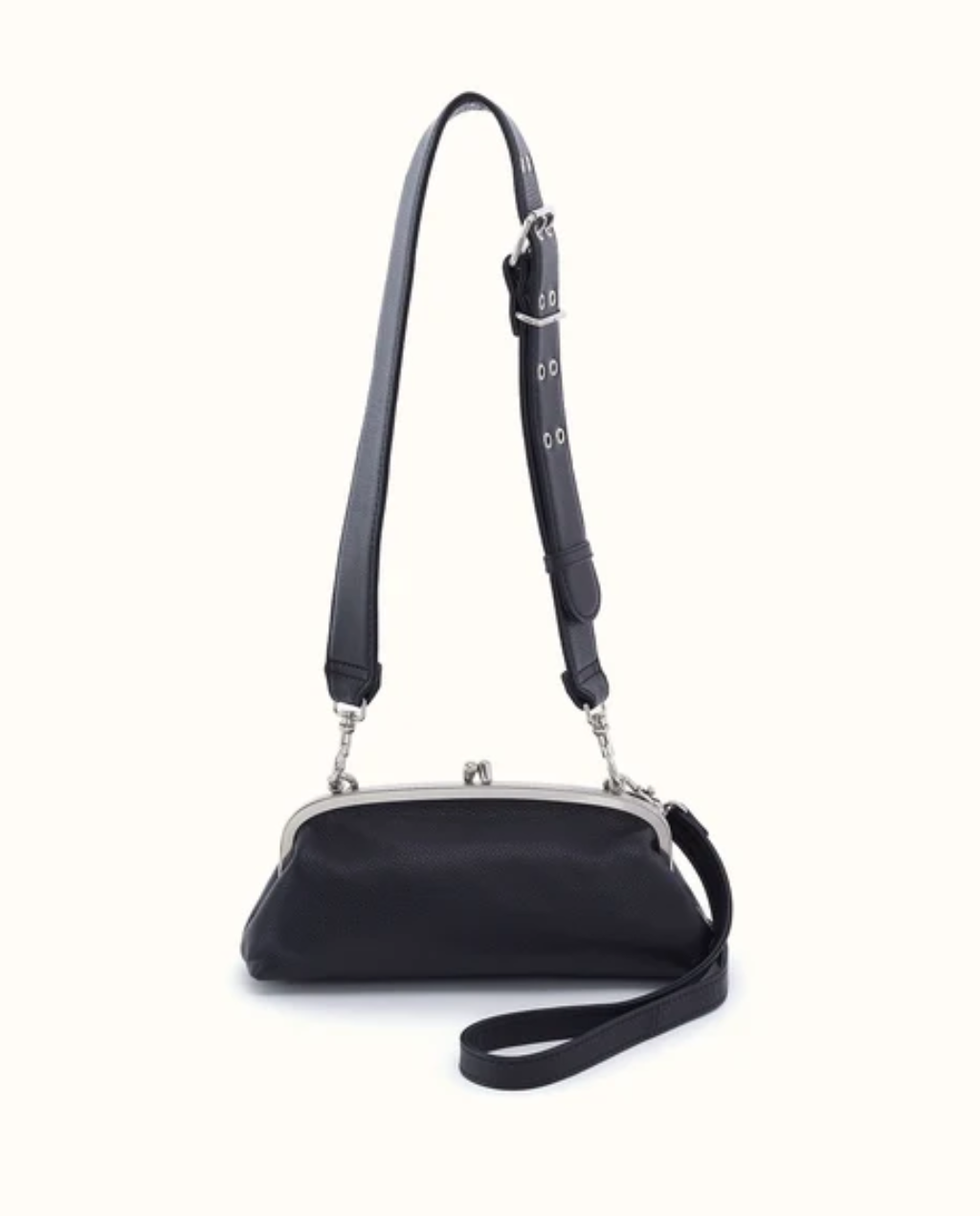 Black Alba Frame Small Shoulder - Pebbled Leather