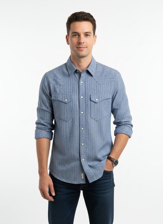 Taylor Stitch Western Shirt Hemp Stripe SMALL