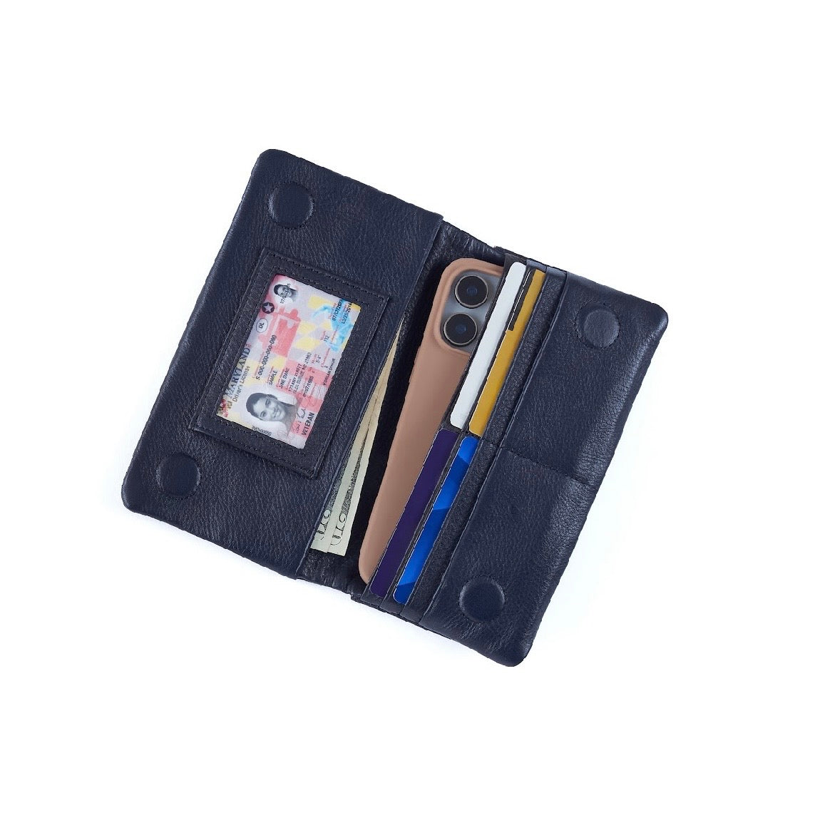 Ink Navy Lumen Continental Wallet - Pebbled Leather