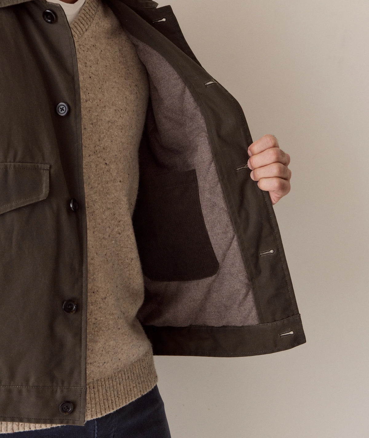 The Sawyer Waxed Trucker Jacket - Olive