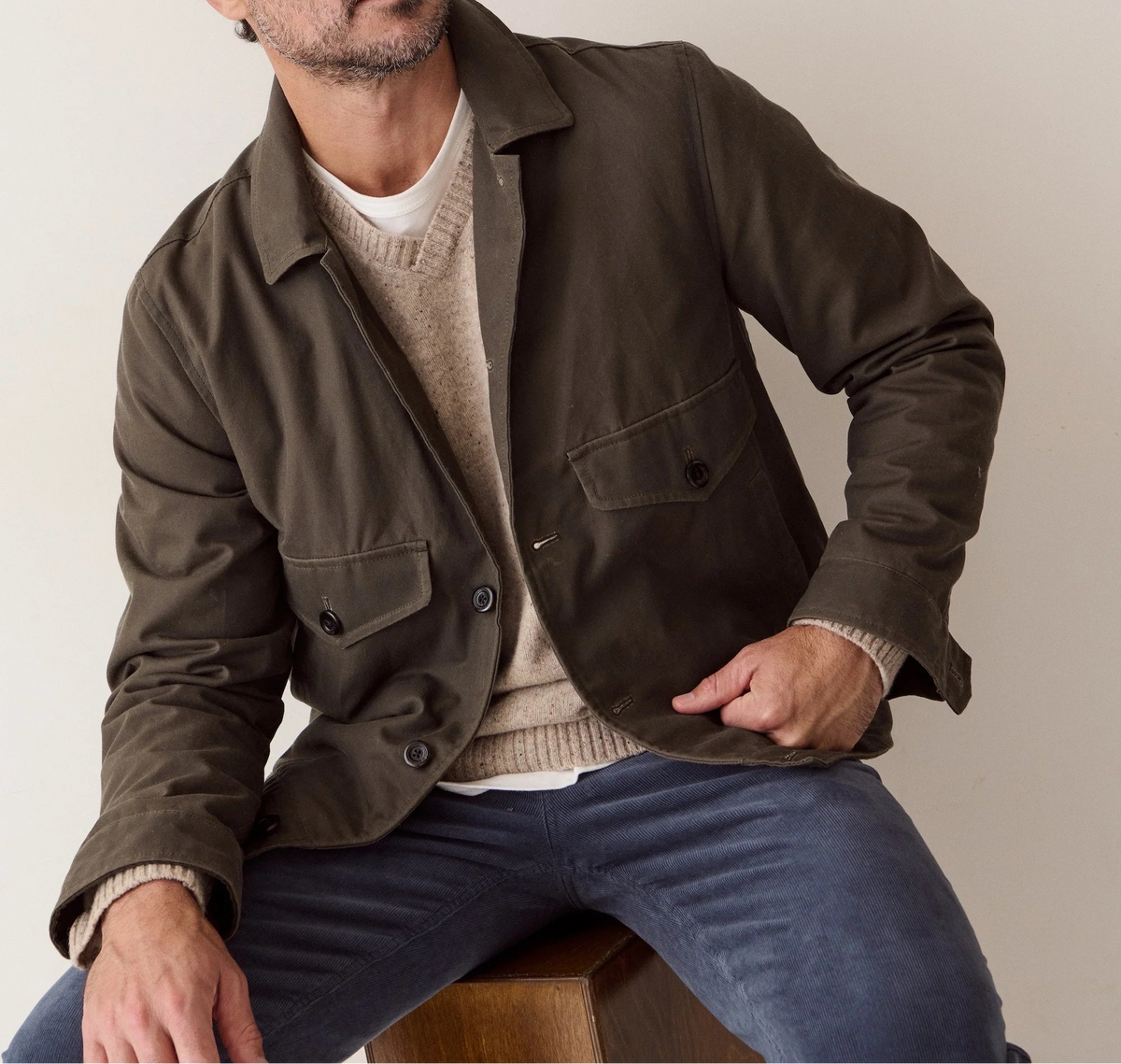 The Sawyer Waxed Trucker Jacket - Olive