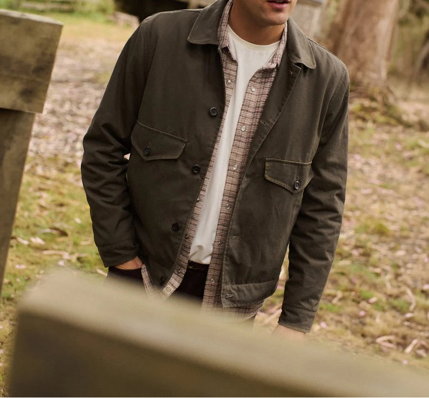 The Sawyer Waxed Trucker Jacket - Olive