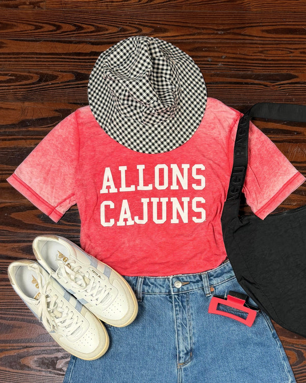 Red Allons Cajuns Retro Tee