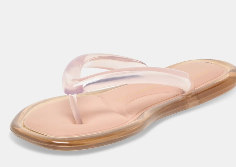 Clear sandal with a beige sole on a white background
