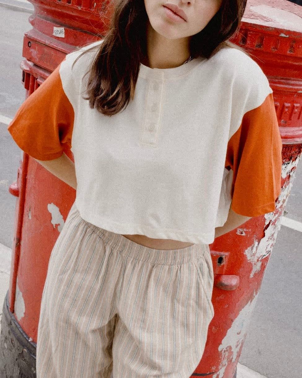 Rust Carefree Cropped Henley