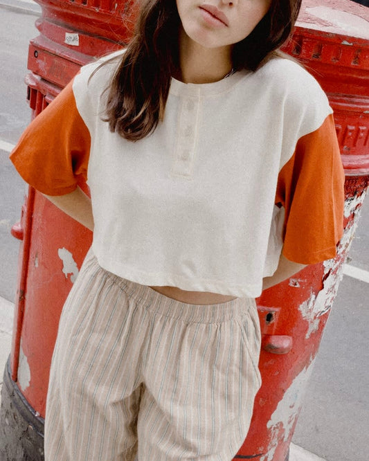 Rust Carefree Cropped Henley