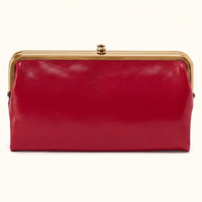 True Red Lauren Clutch Wallet - Polished Leather