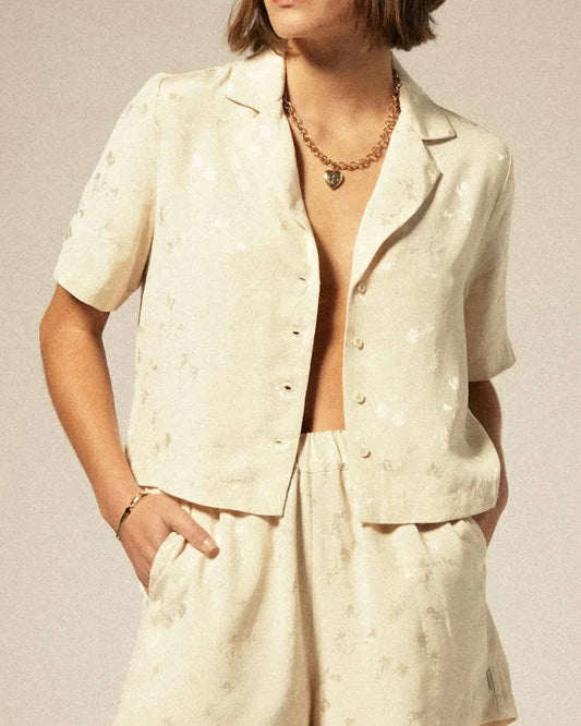 Whitecap Floral Silky Button Down
