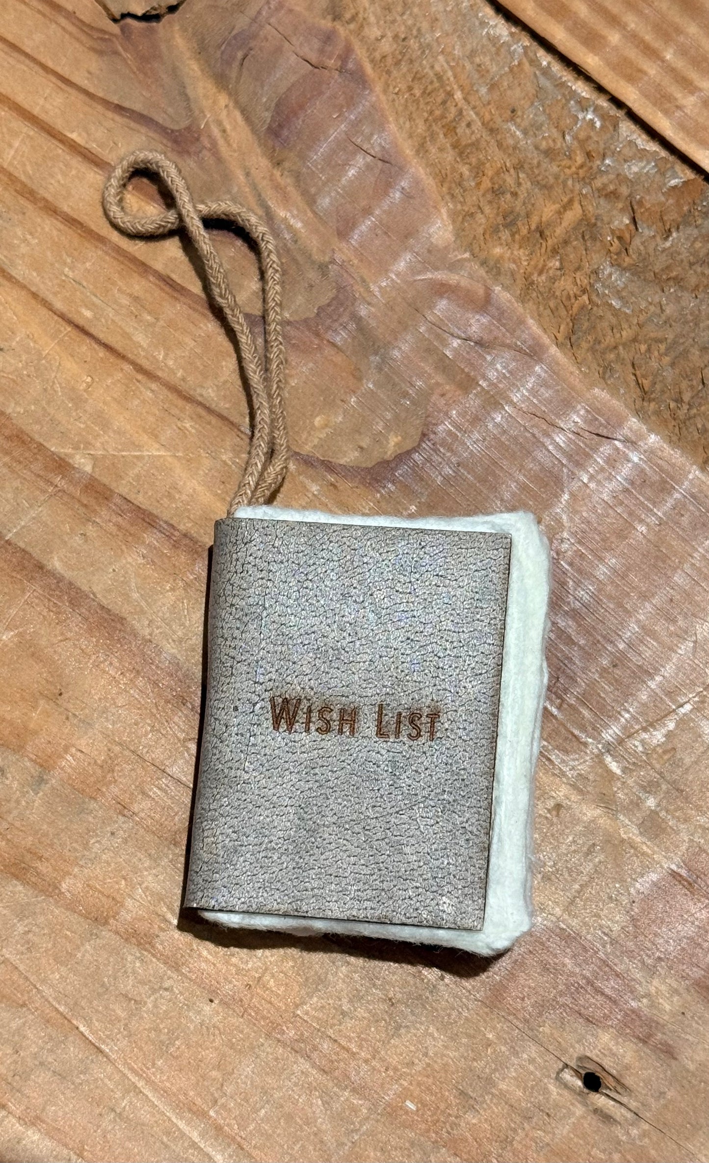 Little Book Ornament with Cotton Hanger - “Wish List”