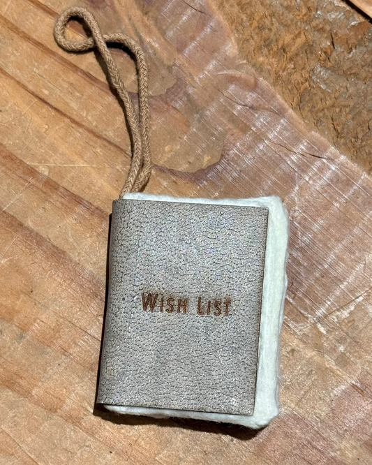 Little Book Ornament with Cotton Hanger - “Wish List”
