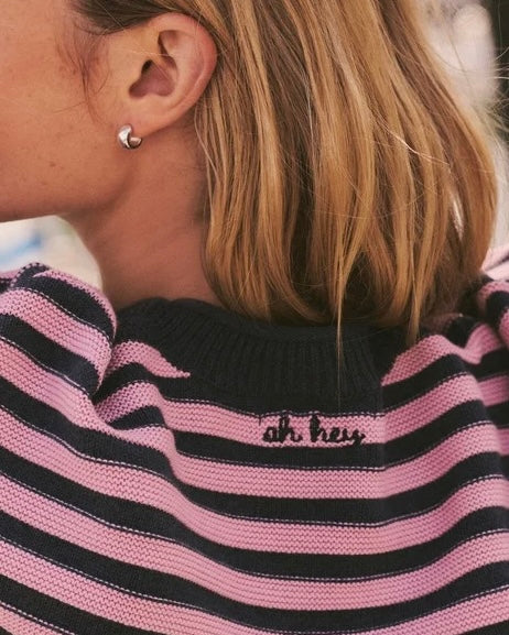 Navy & Lilac Suki Crewneck Sweater