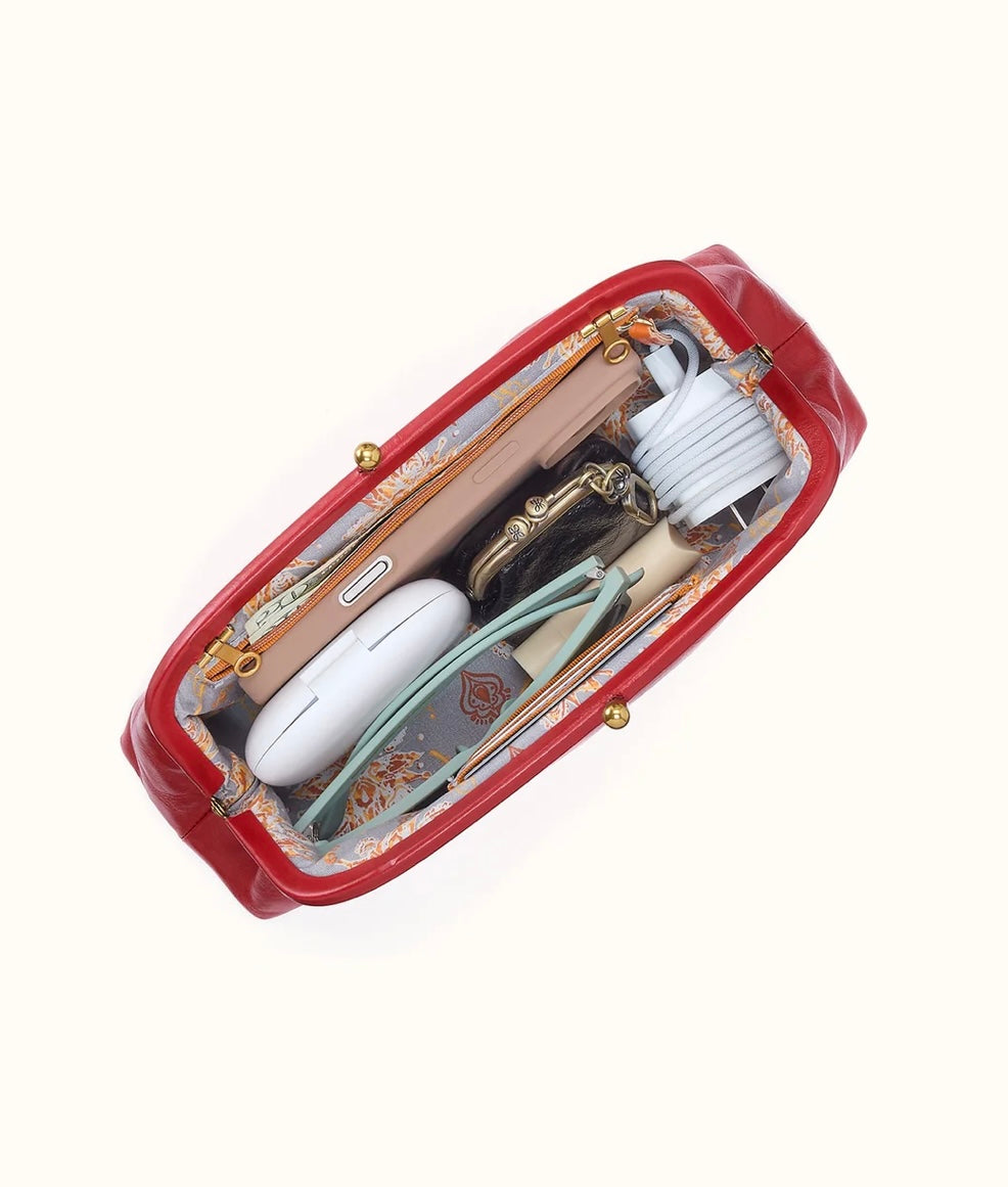 True Red Alba Frame Small Shoulder - Polished Leather