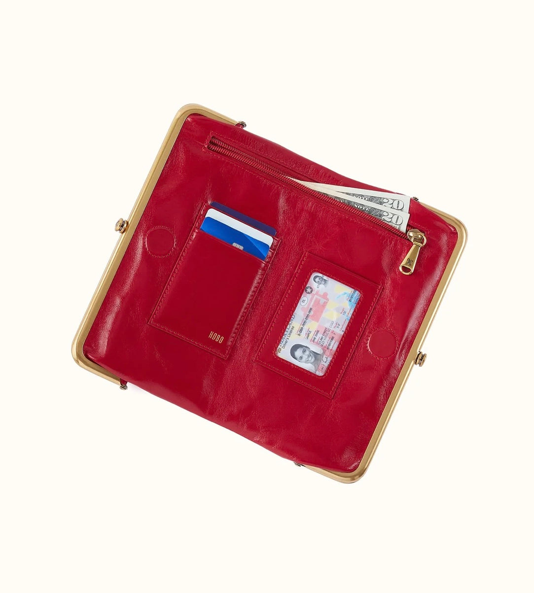 True Red Lauren Clutch Wallet - Polished Leather