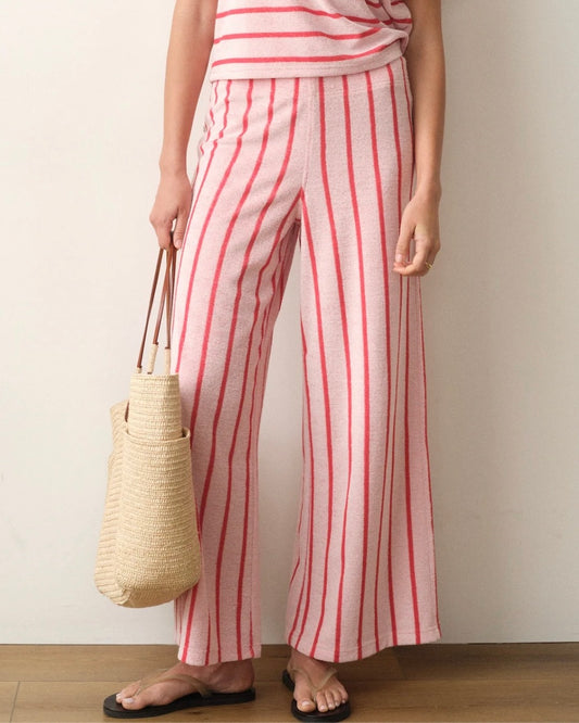 Red Stripe Beach Terry Wide Leg Pant