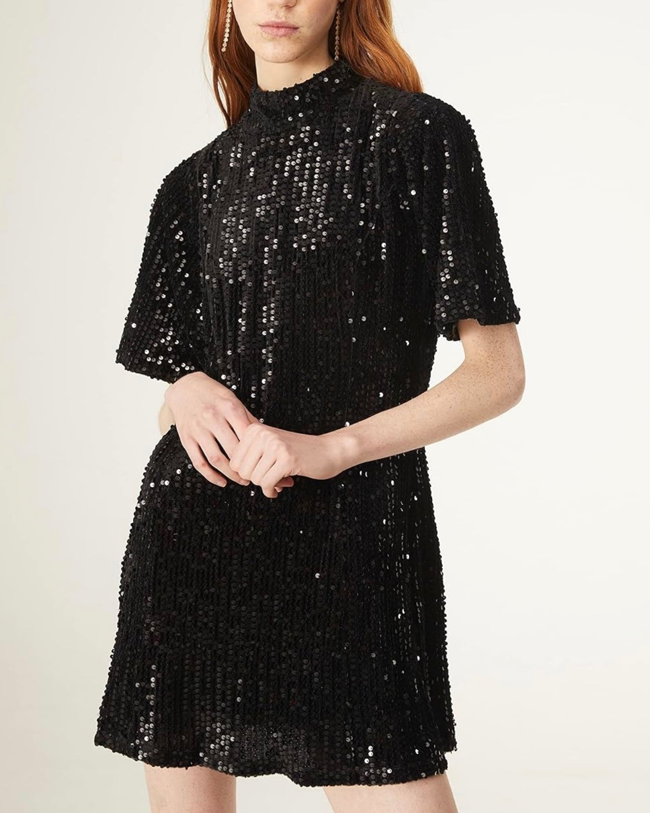 Black Sequined Mini Dress