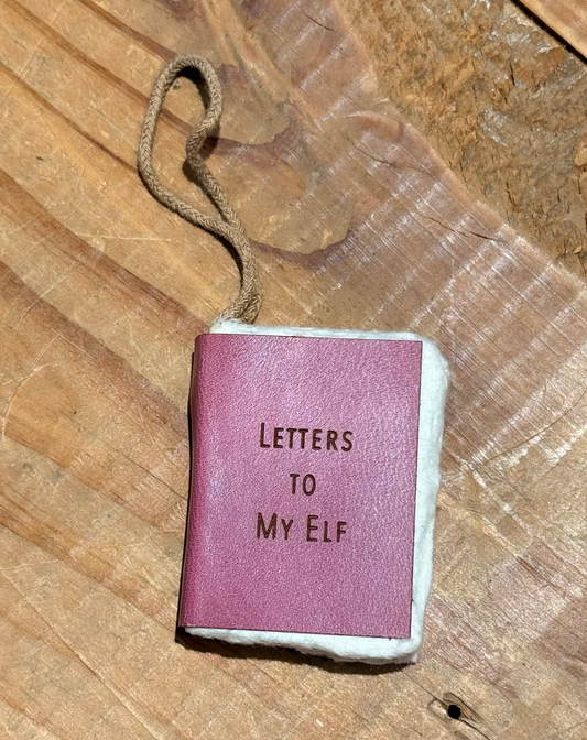 Little Book Ornament with Cotton Hanger - “Letters To My Elf”