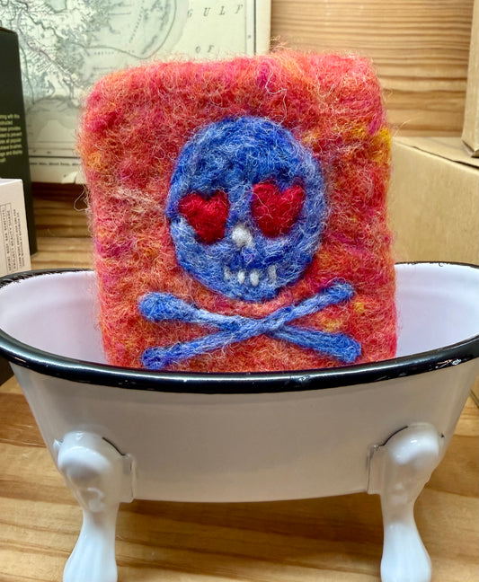 Handmade Felted Skull Soap | Giftable Gothic Bath Bar