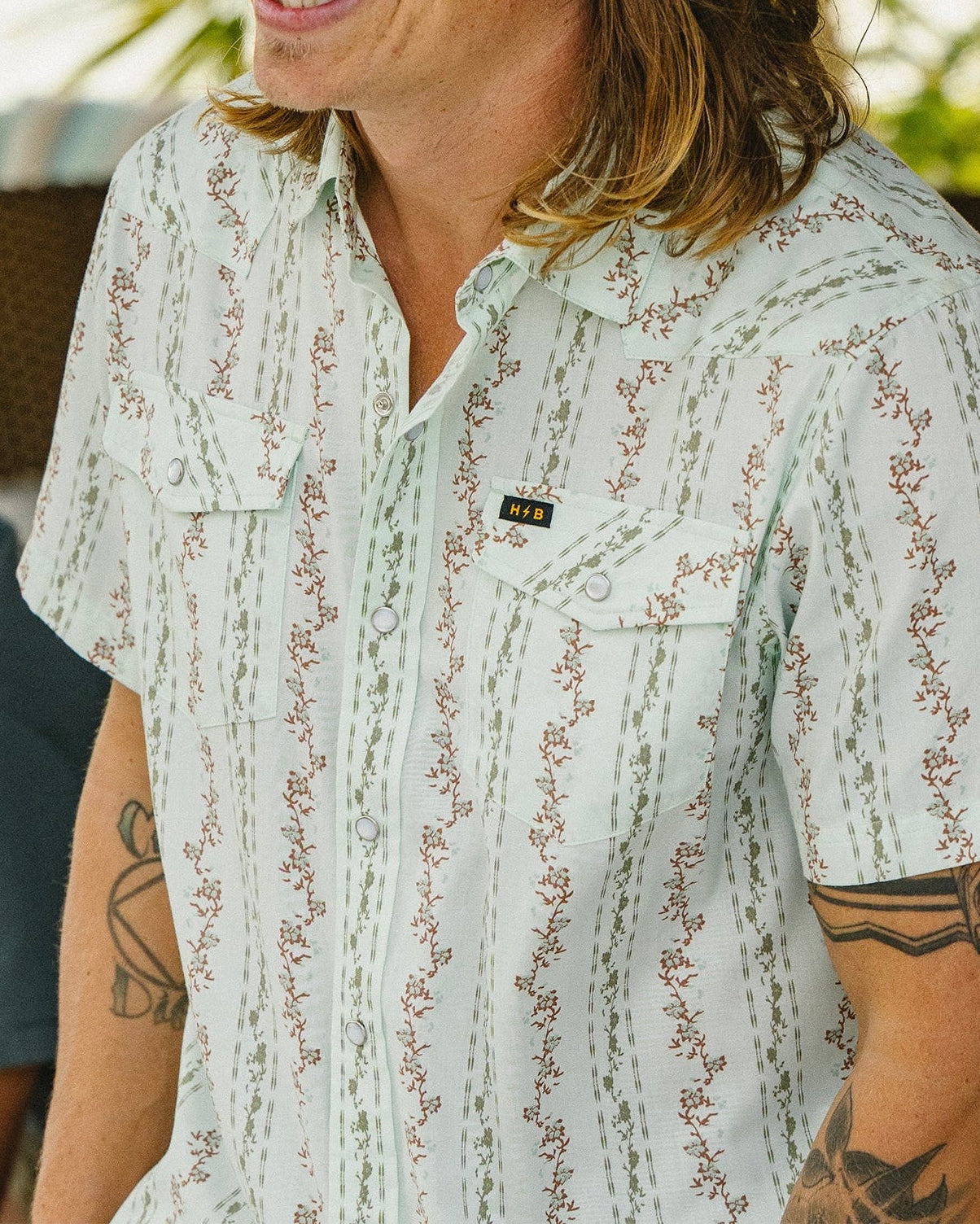 Mint Hibiscus H Bar B Snapshirt