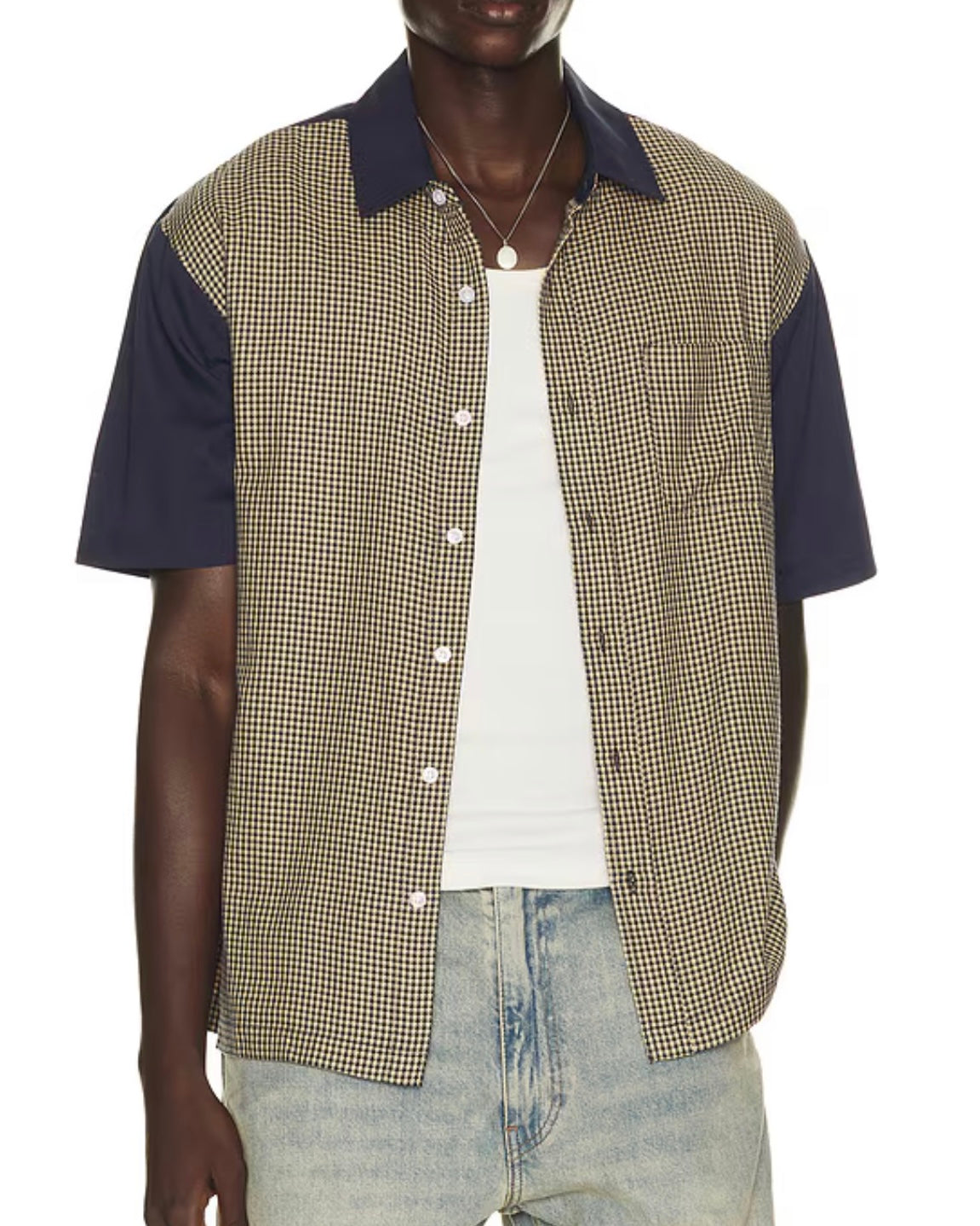 Navy Color Blocked Cru Shirt