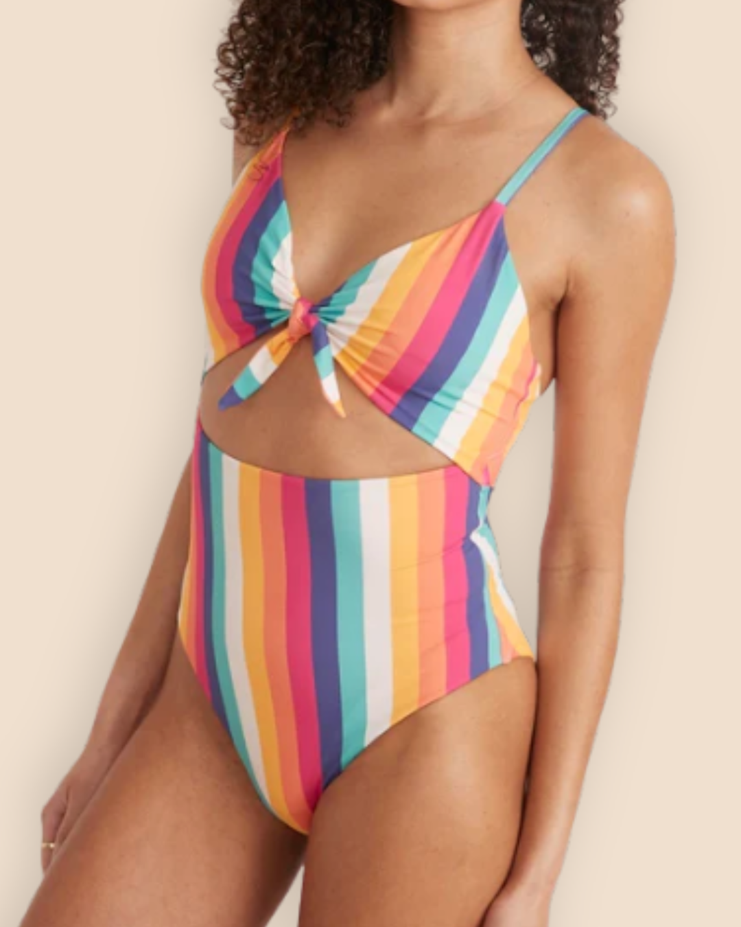 Stripe Havana Tie Front One Piece