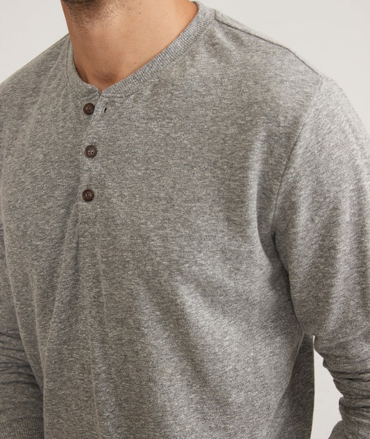 Double Knit Henley - Heather Grey
