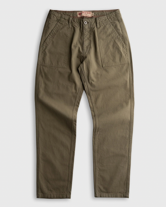 Army Green Herringbone Brigade Pant