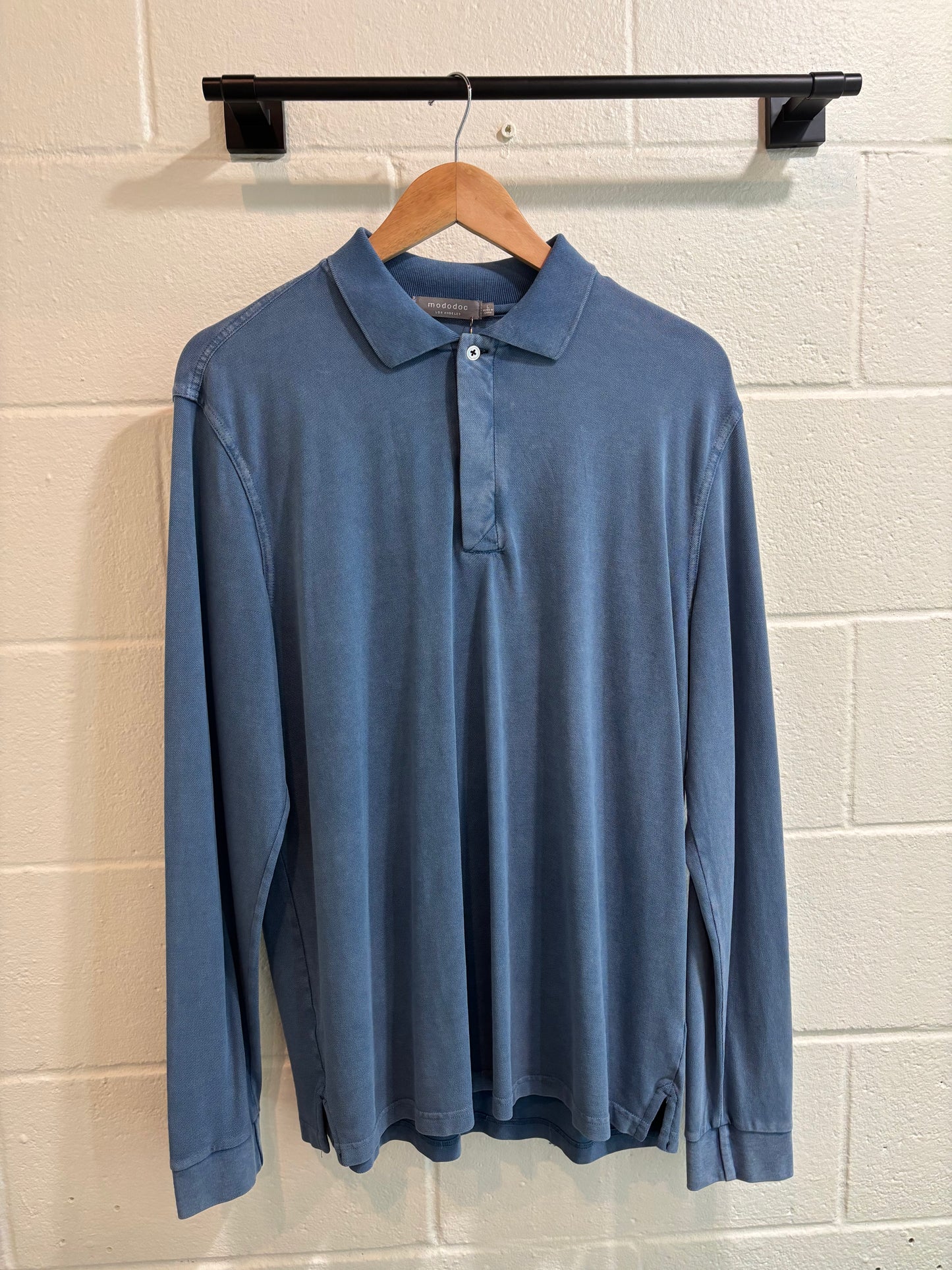 L/S Button Front Shirt - Blue Fog