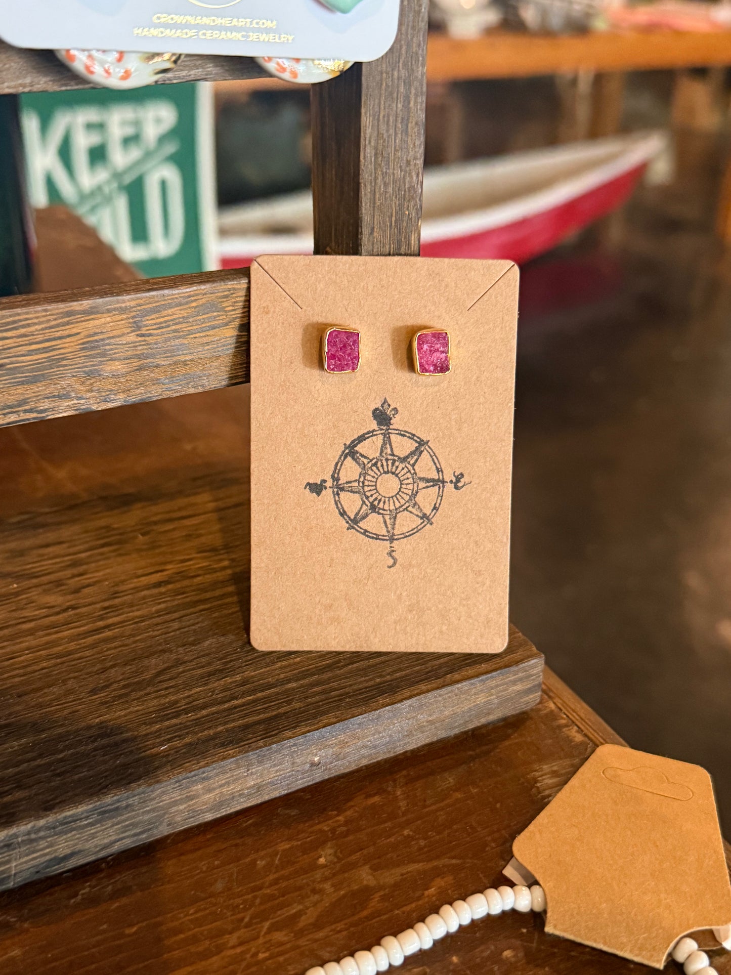 Single Raw Stone Studs
