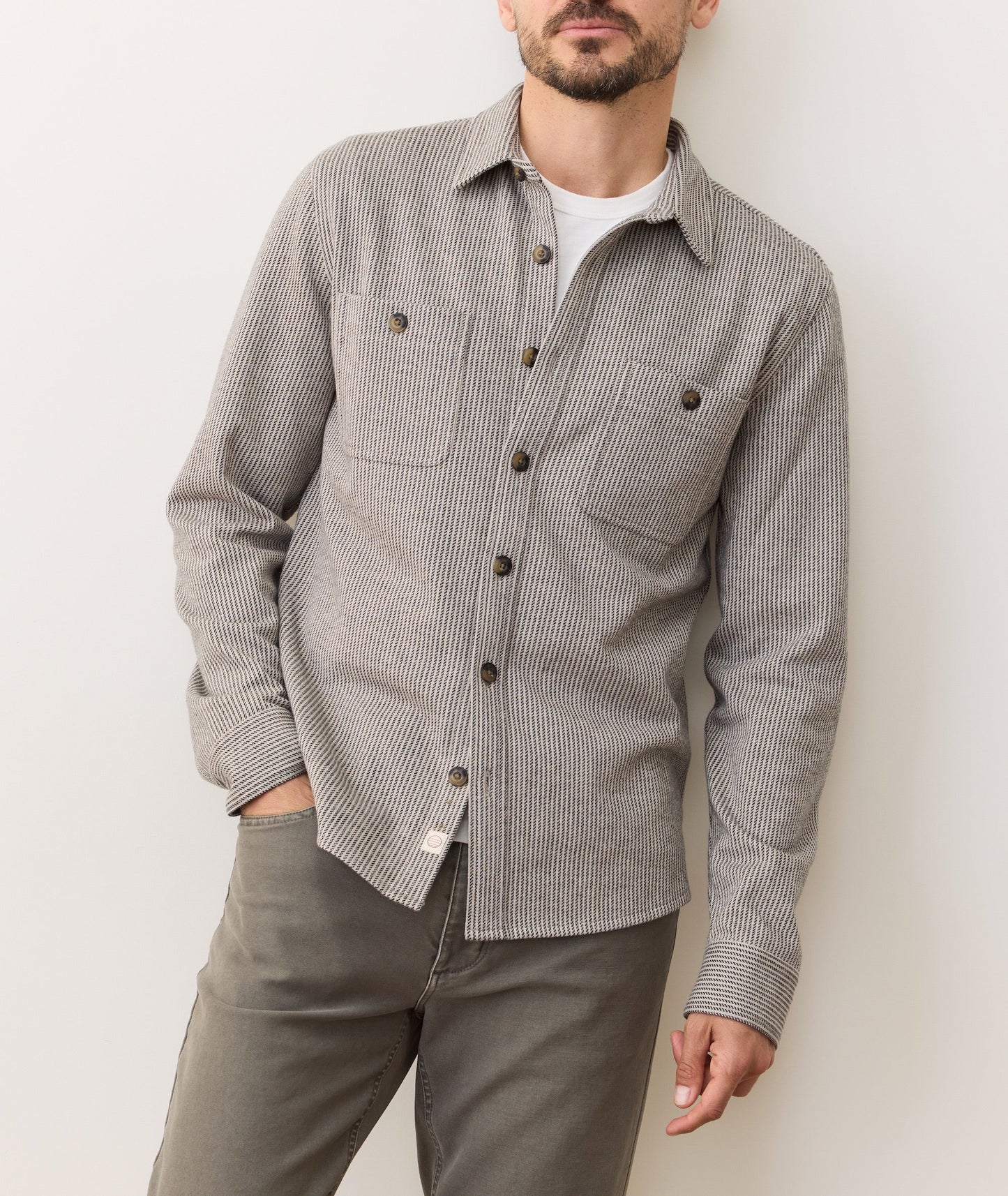 Grey Railroad Stripe - Pacifica Stretch Twill Overshirt