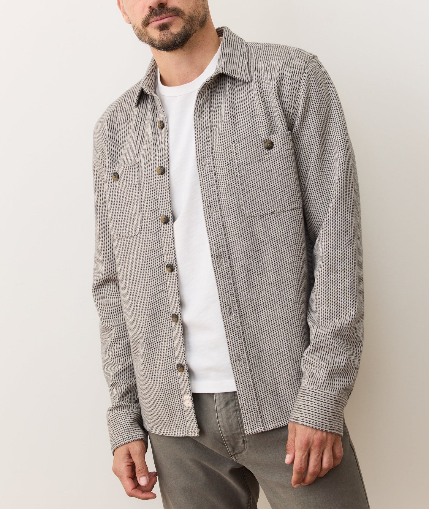 Grey Railroad Stripe - Pacifica Stretch Twill Overshirt