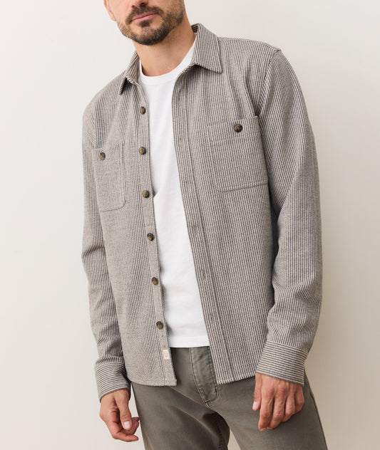 Grey Railroad Stripe Pacifica Twill Overshirt