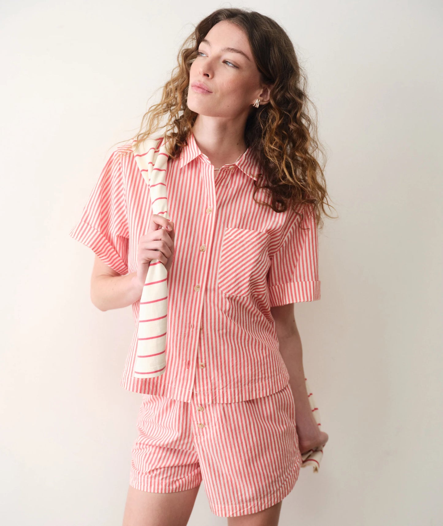 Bonnie Poplin Shirt - Cherry Stripe